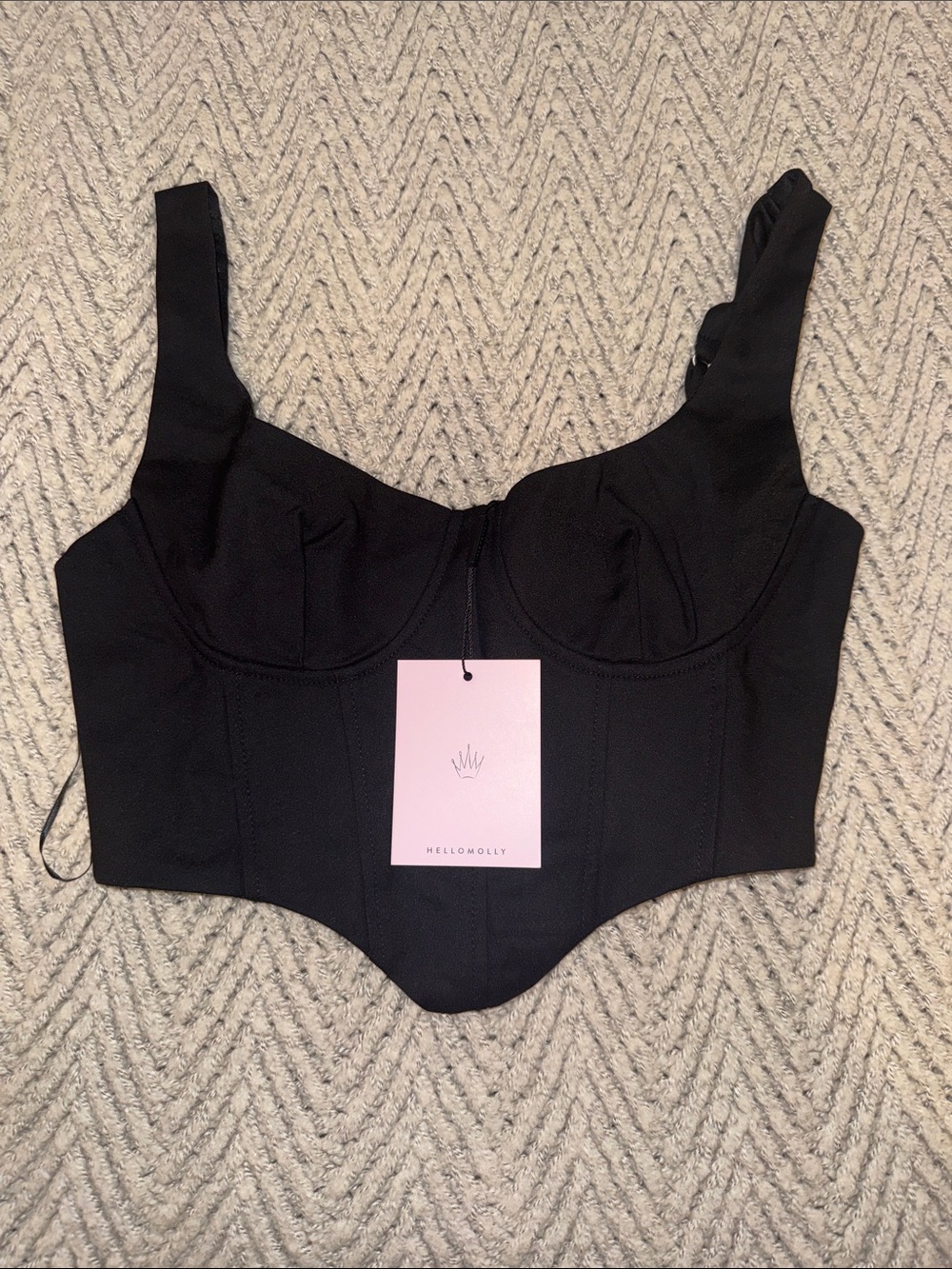Hello Molly Black Underwire Bustier Crop Top US 8